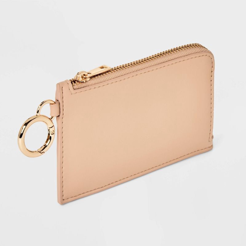 slide 2 of 5, L-Zip Card Case - A New Day™ Tan: Solid Wallet with Zip Closure, 3.25" x 5" Size, Card Pockets, 1 ct