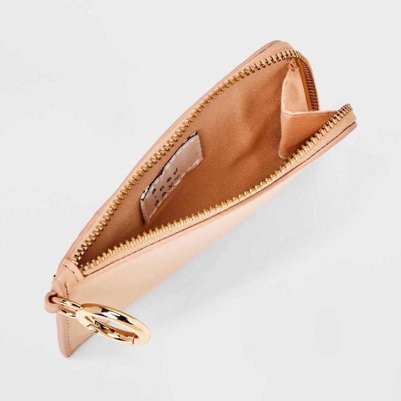 slide 3 of 5, L-Zip Card Case - A New Day™ Tan: Solid Wallet with Zip Closure, 3.25" x 5" Size, Card Pockets, 1 ct