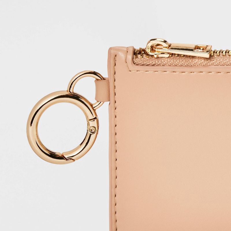 slide 4 of 5, L-Zip Card Case - A New Day™ Tan: Solid Wallet with Zip Closure, 3.25" x 5" Size, Card Pockets, 1 ct