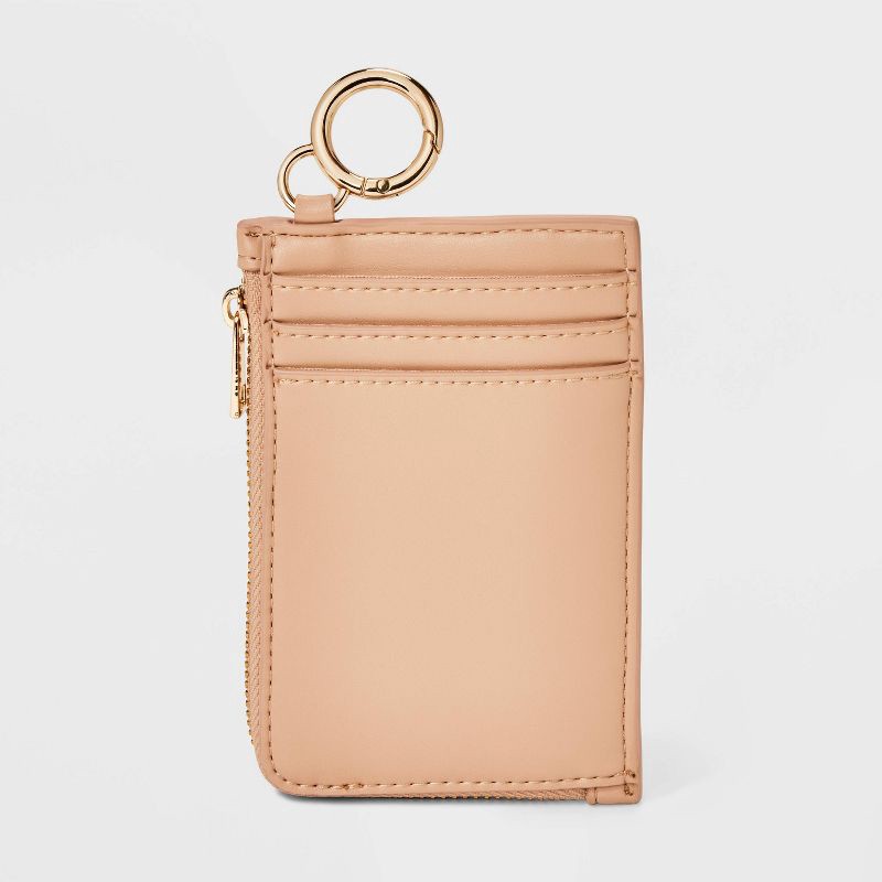 slide 5 of 5, L-Zip Card Case - A New Day™ Tan: Solid Wallet with Zip Closure, 3.25" x 5" Size, Card Pockets, 1 ct