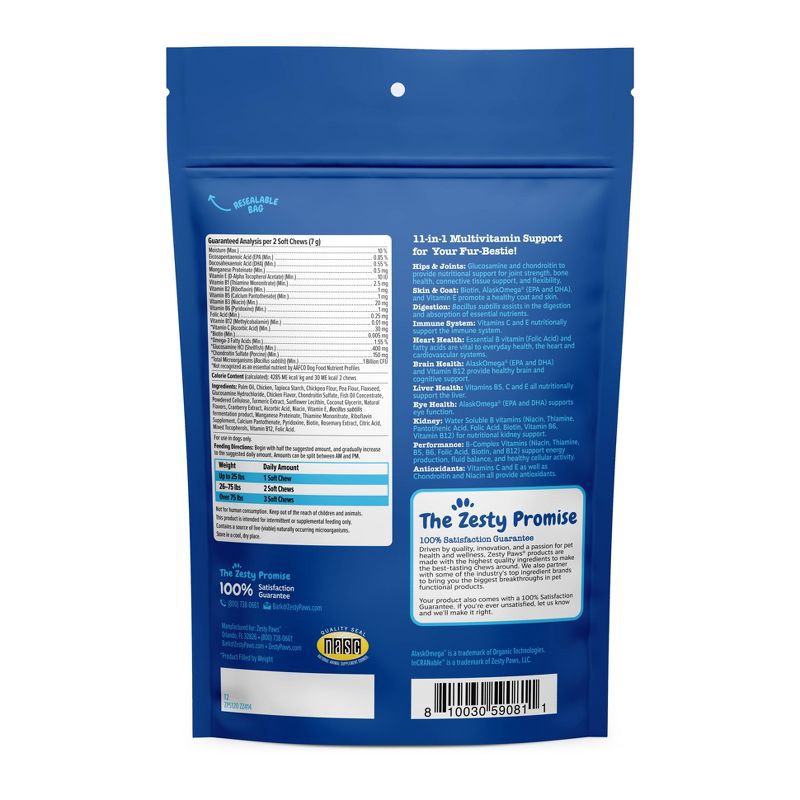 slide 2 of 5, Zesty Paws Senior Advanced 11-in-1 Multivitamin Bites for Dog Chicken Flavor - 60ct, 60 ct