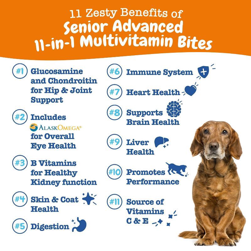 slide 3 of 5, Zesty Paws Senior Advanced 11-in-1 Multivitamin Bites for Dog Chicken Flavor - 60ct, 60 ct