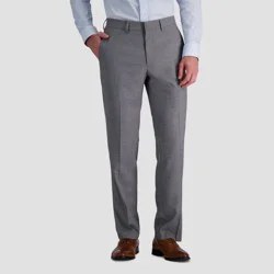Haggar H26 Men's Tailored Fit Stretch Suit Pants - Gray 38x30: Midweight, Straight Leg, Fly Hook Closure