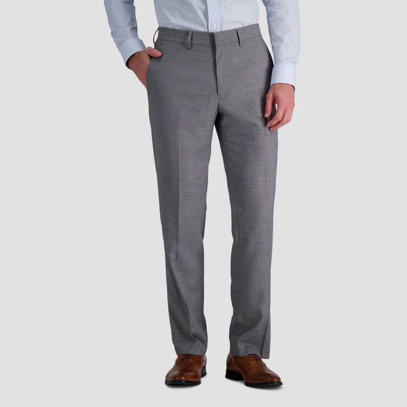 slide 1 of 4, Haggar H26 Men's Tailored Fit Stretch Suit Pants - Gray 40x32: Midweight, Dobby, Fly Hook & Zipper, 1 ct