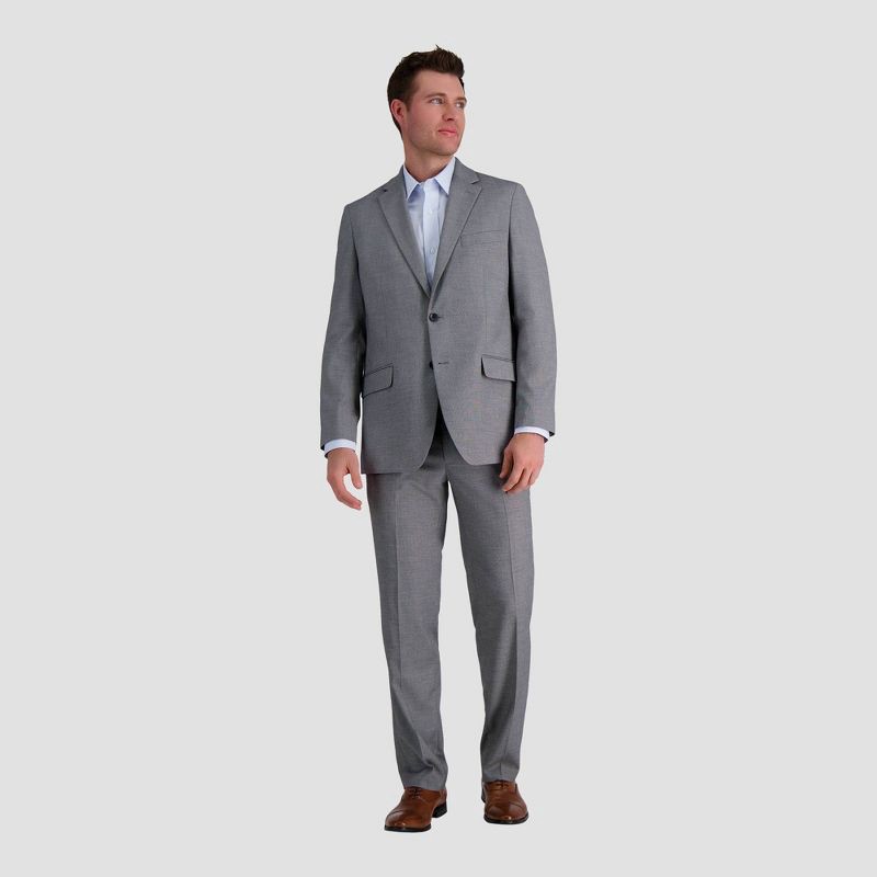slide 3 of 4, Haggar H26 Men's Tailored Fit Stretch Suit Jacket - Gray 38: Midweight Twill, Front Button, 3 Pockets, 1 ct