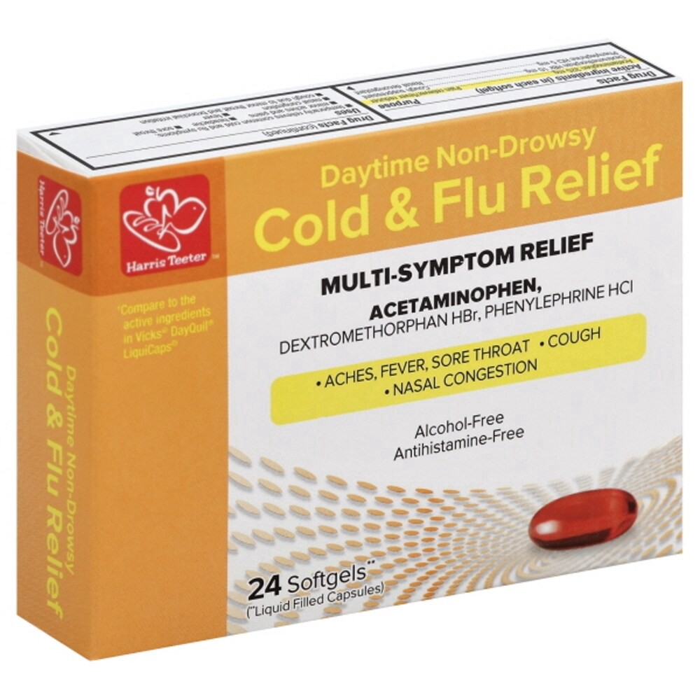 slide 1 of 4, Harris Teeter Daytime Cold & Flu Relief - Softgels, 24 ct