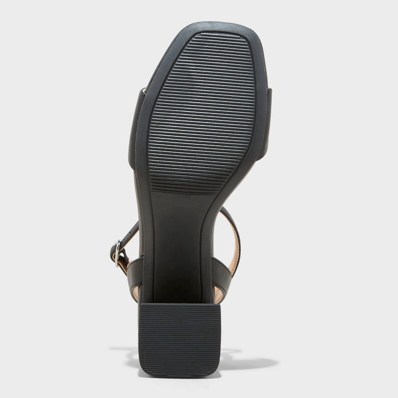 slide 4 of 4, Women's Shannon Heels with Memory Foam Insole - A New Day™ Black 9.5: Ankle Strap Sandals, Open Toe, Block Heel, Non-Marking Outsole, 1 ct