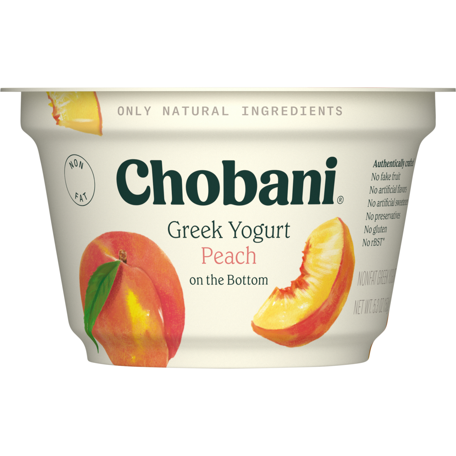slide 3 of 5, Chobani Yogurt, Greek, Nonfat, Peach on the Bottom, 5.3 oz