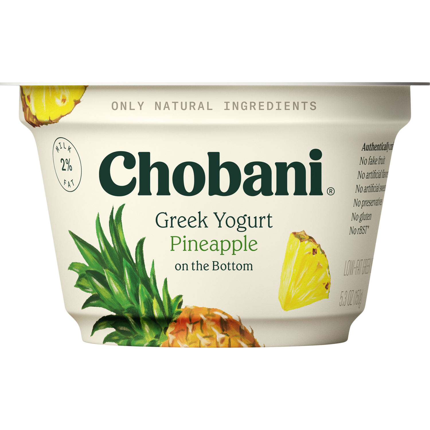 slide 3 of 5, Chobani Yogurt, Low-Fat, Greek, Pineapple, 5.3 oz