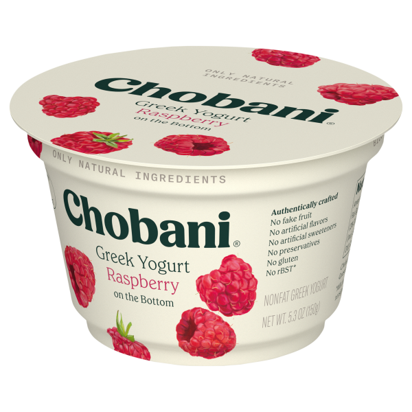 Chobani Plain Non Fat Yogurt 5.3oz (Pack of 12)