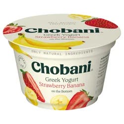 Chobani Non-Fat Greek Yogurt Strawberry Banana on the Bottom 5.3oz