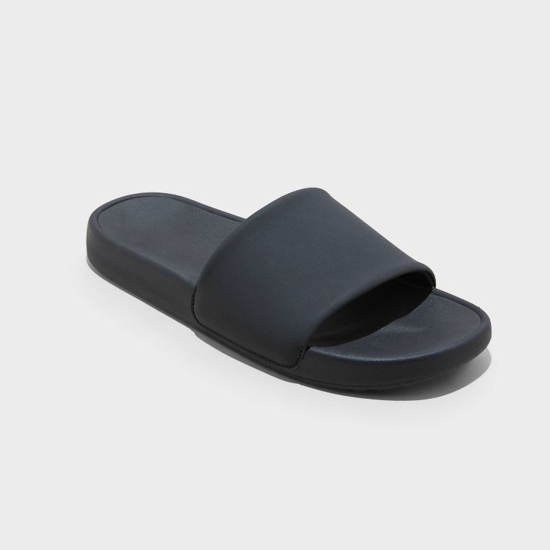 slide 1 of 4, Men's Trey Sport Slides - All In Motion™ Black 11: Slip-On Non-Marking Sole, Open Toe, Medium Width, EVA Outsole, 1 ct