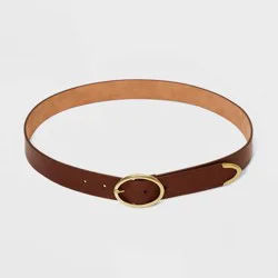 Women's Oval Center Bar Belt - Universal Thread™ Cognac XXL: Adjustable Strap, Solid Pattern, Medium Style, 51" Length