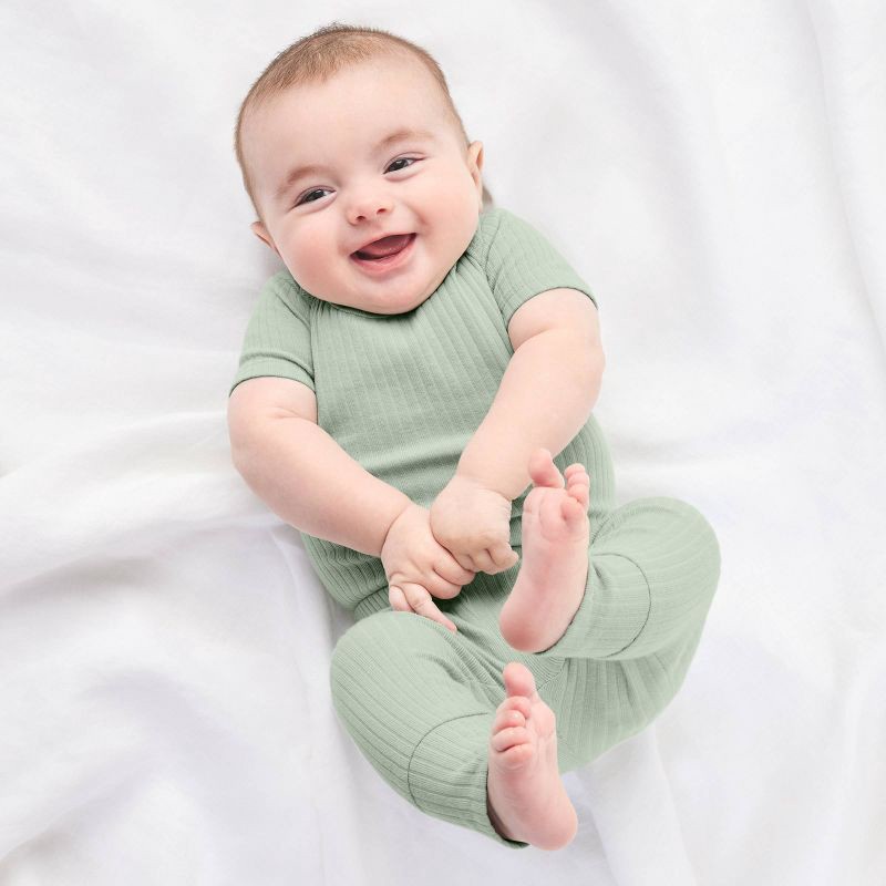 slide 5 of 8, Carter's Just One You® Baby Boys' 3pk Bodysuit - Gray/Green/White 3M: Cotton Blend, Crotch Snap, Tagless, Crew Neck, Short Sleeve, 3 ct