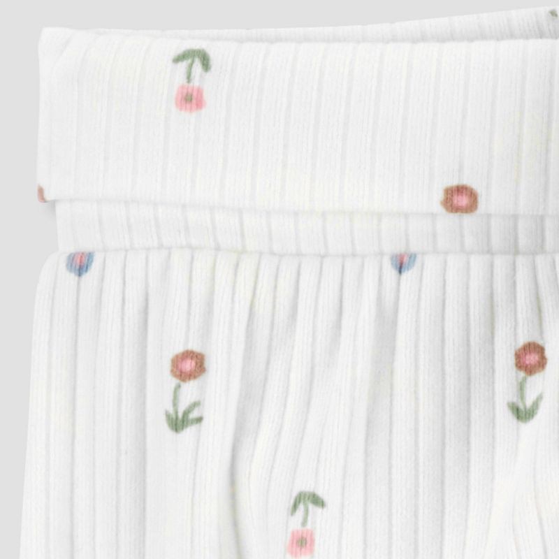 slide 2 of 6, Carter's Just One You® Baby Girls' 2pc Ivory Floral Cardigan Set - Newborn: Cotton Elastane Blend, Side Snap, Footed Pant, 2 ct