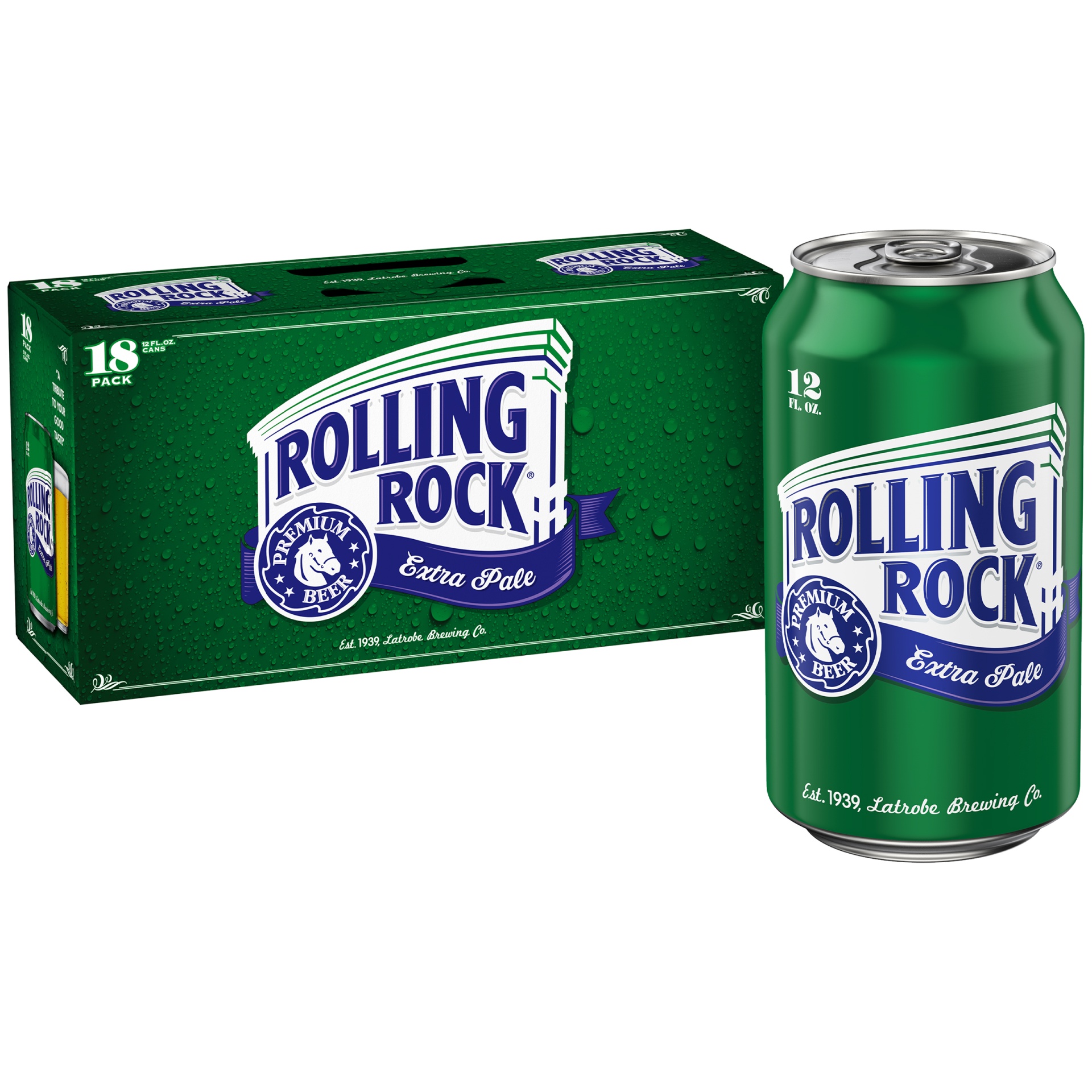 slide 1 of 1, Rolling Rock Extra Pale Beer, 4.6% ABV, 18 ct; 12 fl oz