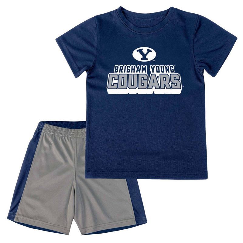 slide 1 of 3, NCAA BYU Cougars Toddler Boys' T-Shirt and Shorts Set - 3T, 1 ct