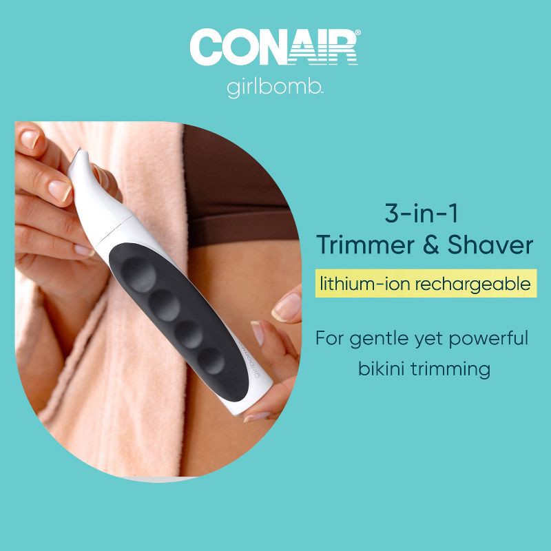 slide 2 of 7, Conair Girlbomb Cordless Rechargeable Bikini Trimmer, Detail Shaver and Facial/Eyebrow Trimmer Set - 6pc, 6 ct