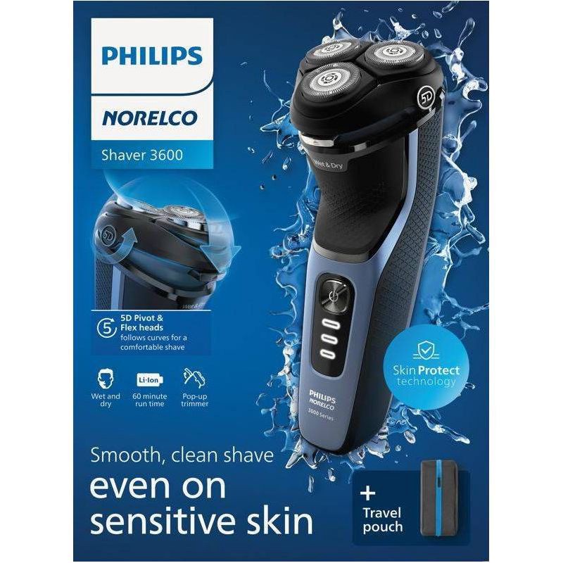 slide 2 of 12, Philips Norelco Wet & Dry Men's Rechargeable Electric Shaver 3600 - S3243/91, 1 ct