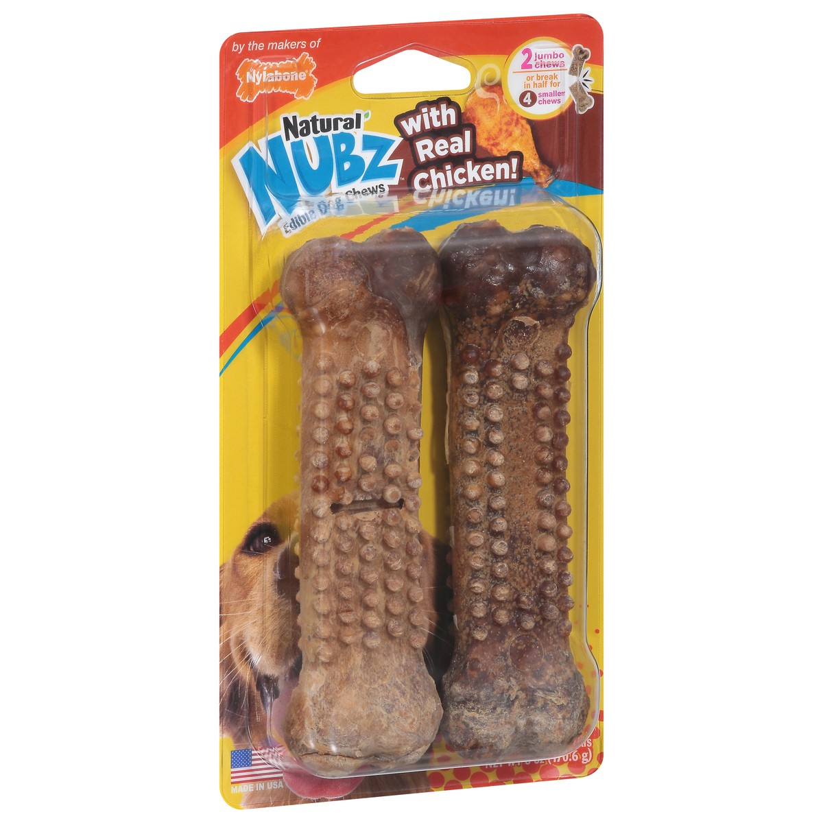 slide 9 of 9, Nylabone Natural Nubz Edible with Real Chicken Dog Treats 2 ea, 2 ct