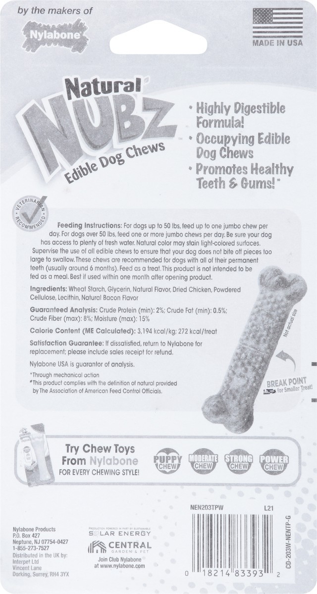 slide 6 of 9, Nylabone Natural Nubz Edible with Real Chicken Dog Treats 2 ea, 2 ct