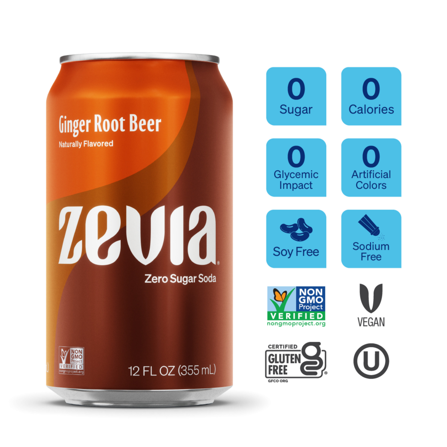 slide 3 of 6, Zevia Zero Sugar Ginger Root Beer Soda- 6 ct; 12 oz, 6 ct; 12 oz