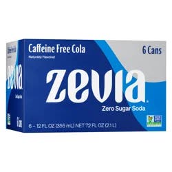 Zevia Zero Sugar Caffeine Free Cola Soda- 6 ct