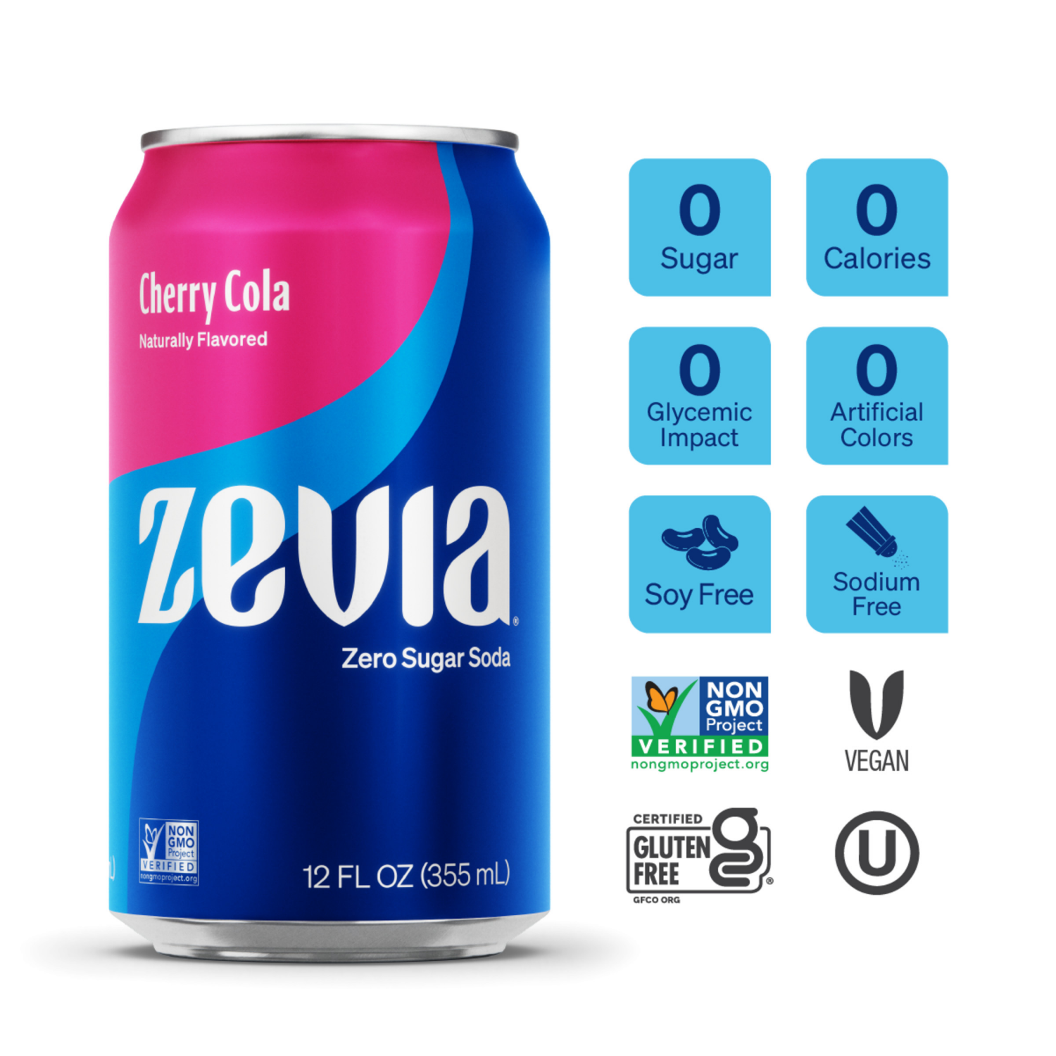 slide 2 of 5, Zevia Zero Sugar Cherry Cola Soda 6 - 12 fl oz Cans, 6 ct; 12 oz