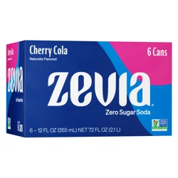 Zevia Zero Sugar Cherry Cola Soda 6 - 12 fl oz Cans