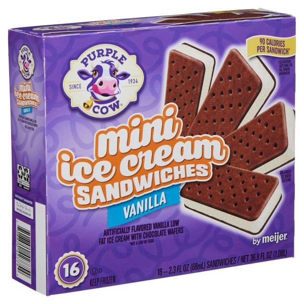 slide 4 of 29, Purple Cow Mini Vanilla Ice Cream Sandwiches, 16 ct