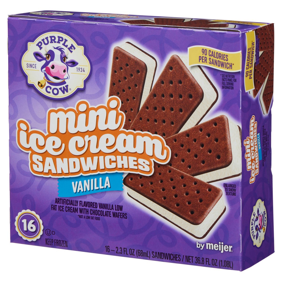slide 9 of 29, Purple Cow Mini Vanilla Ice Cream Sandwiches, 16 ct