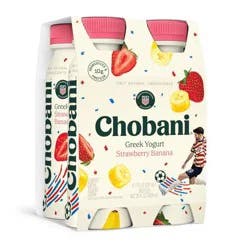Chobani Low-Fat Greek Yogurt Drink Strawberry Banana - 28 fl oz/4ct