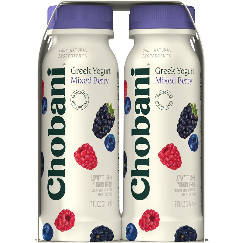 slide 6 of 6, Chobani Low-Fat Greek Yogurt Drink Mixed Berry - 7 fl oz/4pk, 4 ct; 7 fl oz