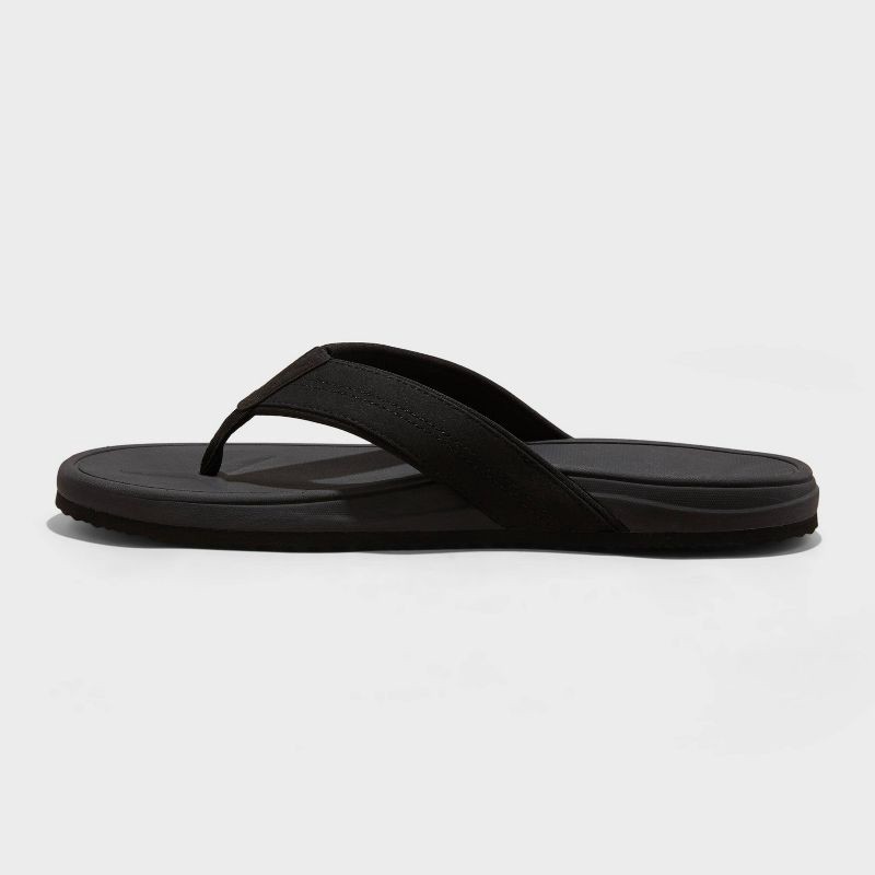 slide 2 of 5, Men's Ian Comfort Flip Flop Thong Sandals - Goodfellow & Co™ Black L: Faux Suede, Non-Marking Outsole, 1 ct