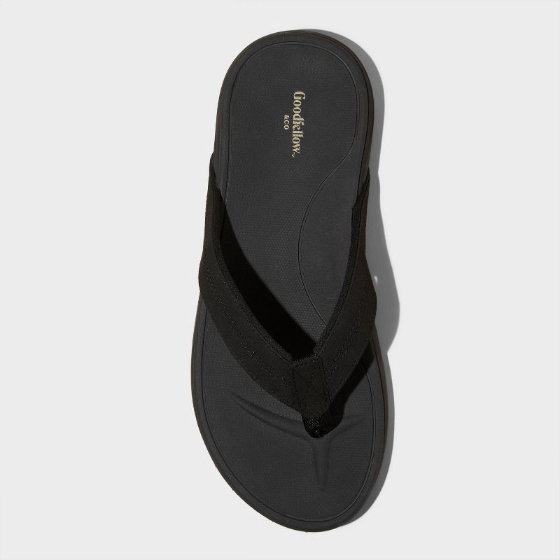 slide 3 of 5, Men's Ian Comfort Flip Flop Thong Sandals - Goodfellow & Co™ Black L: Faux Suede, Non-Marking Outsole, 1 ct