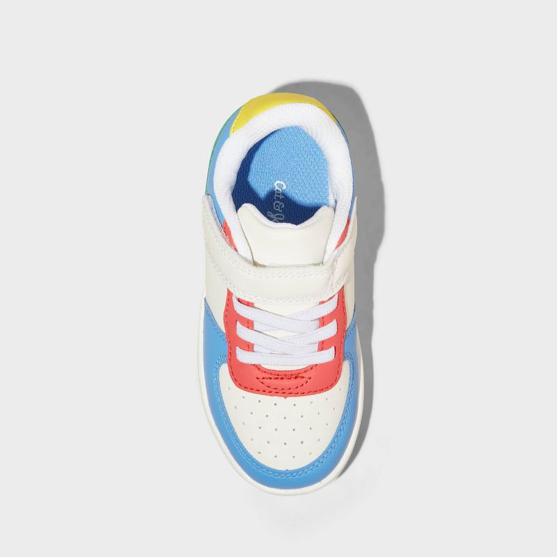 slide 2 of 2, Toddler Jaid Solid Court Sneakers - Cat & Jack™ Blue/White/Red 5T: Faux Leather, Hook and Loop Closure, Non-Marking Sole, Closed Round Toe, 1 ct