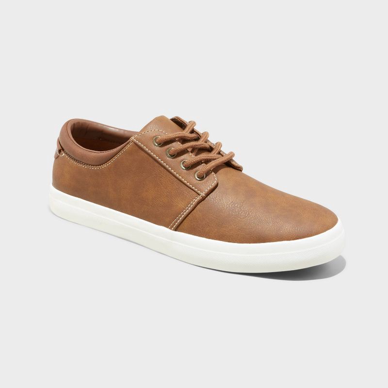slide 1 of 4, Men's Rome Low Top Sneakers - Goodfellow & Co™ Cognac 13: Lace Up, Padded Collar, Medium Width, 1 ct