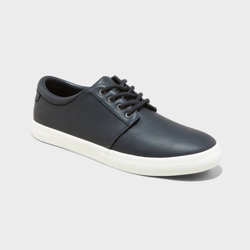 slide 1 of 4, Men's Rome Low Top Sneakers - Goodfellow & Co™ Black 12: Lace Up, Padded Collar, Flocked Outsole, 1 ct