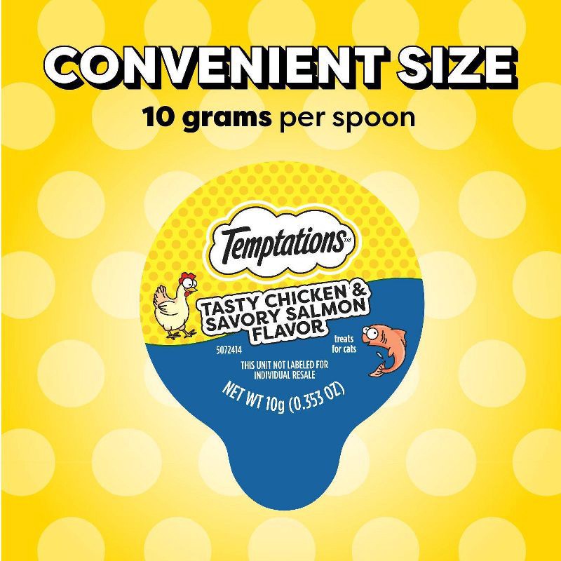 slide 3 of 11, Temptations Cat Treats Lickable Spoons with Chicken and Salmon - 1.41/4ct, 1.41/4 ct