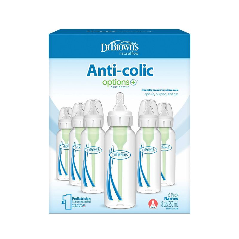slide 2 of 10, Dr. Brown's 8 fl oz Options+ Narrow Anti-Colic Baby Bottle - 6pk, 6 ct; 8 fl oz