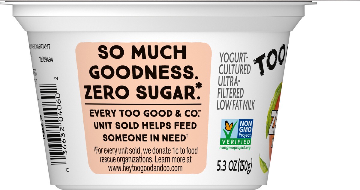slide 4 of 13, Too Good & Co. Peach Flavored Zero Sugar* Low Fat Greek Yogurt Cultured Product, 5.3 OZ Cup, 5.3 oz