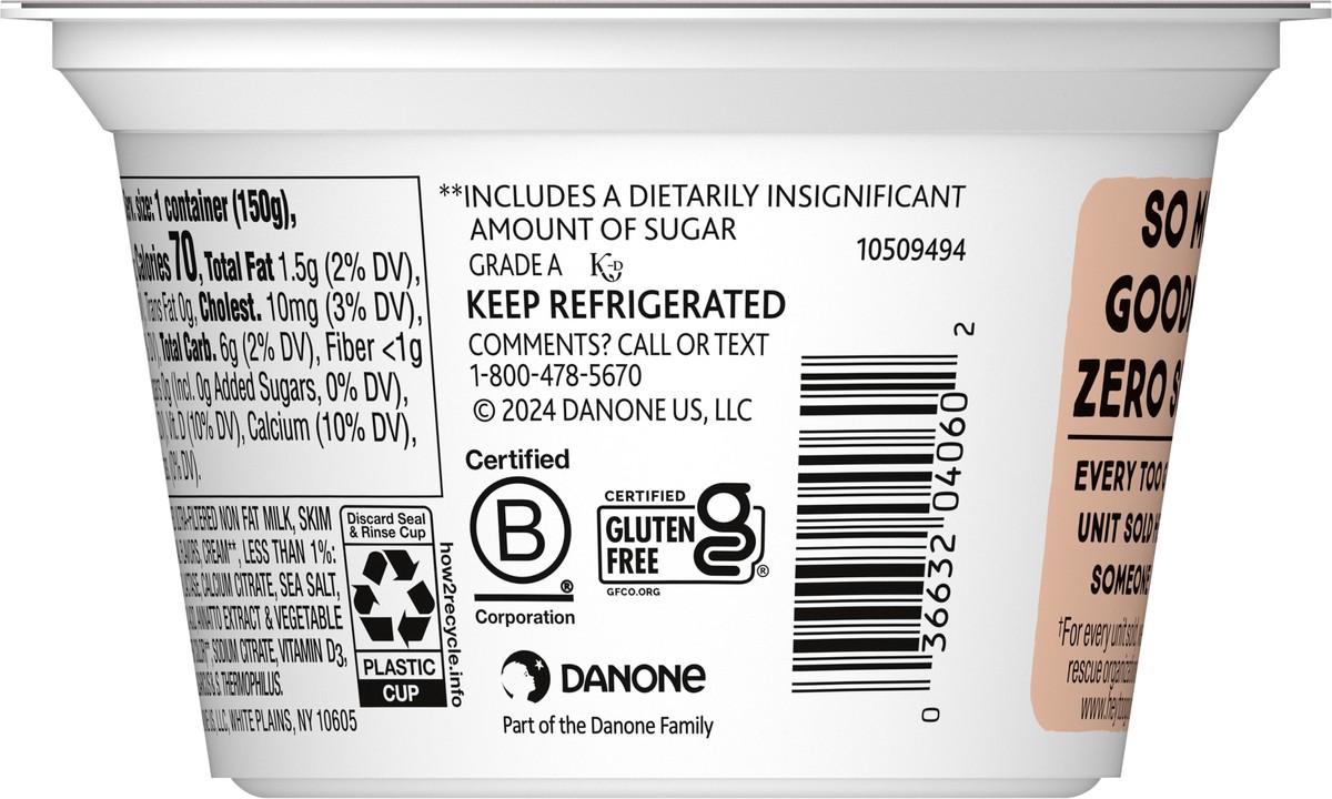 slide 7 of 13, Too Good & Co. Peach Flavored Zero Sugar* Low Fat Greek Yogurt Cultured Product, 5.3 OZ Cup, 5.3 oz