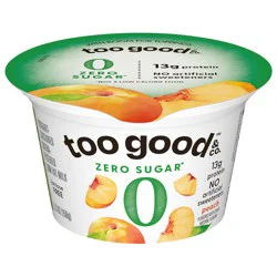 Too Good & Co. Zero Sugar Peach Yogurt-Cultured Ultra-Filtered Low Fat Milk Product, Gluten Free, Keto Friendly, 5.3 oz Cup