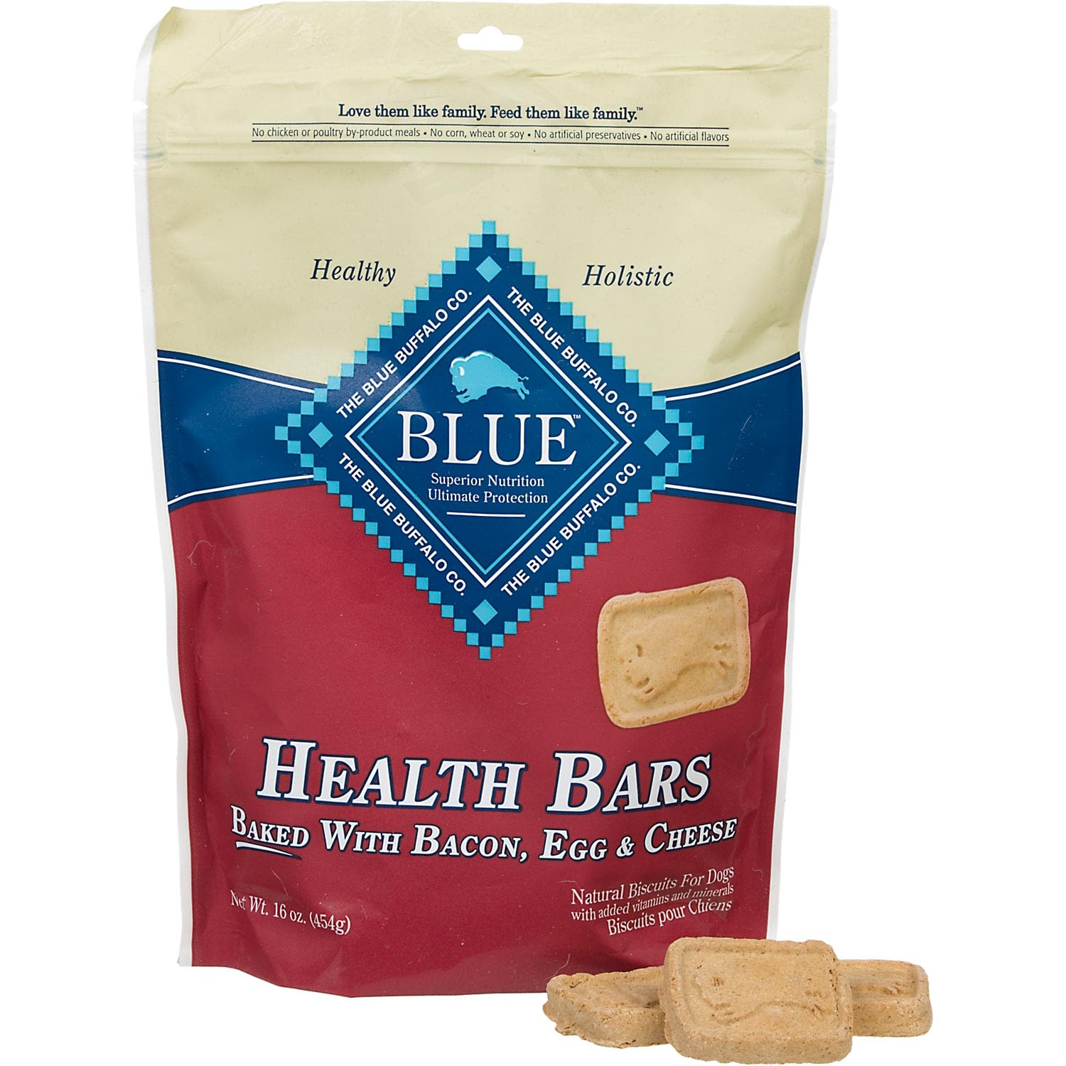 slide 1 of 1, Blue Buffalo Blue Health Bars With Bacon, Egg & Cheese Dog Treats, 16 oz