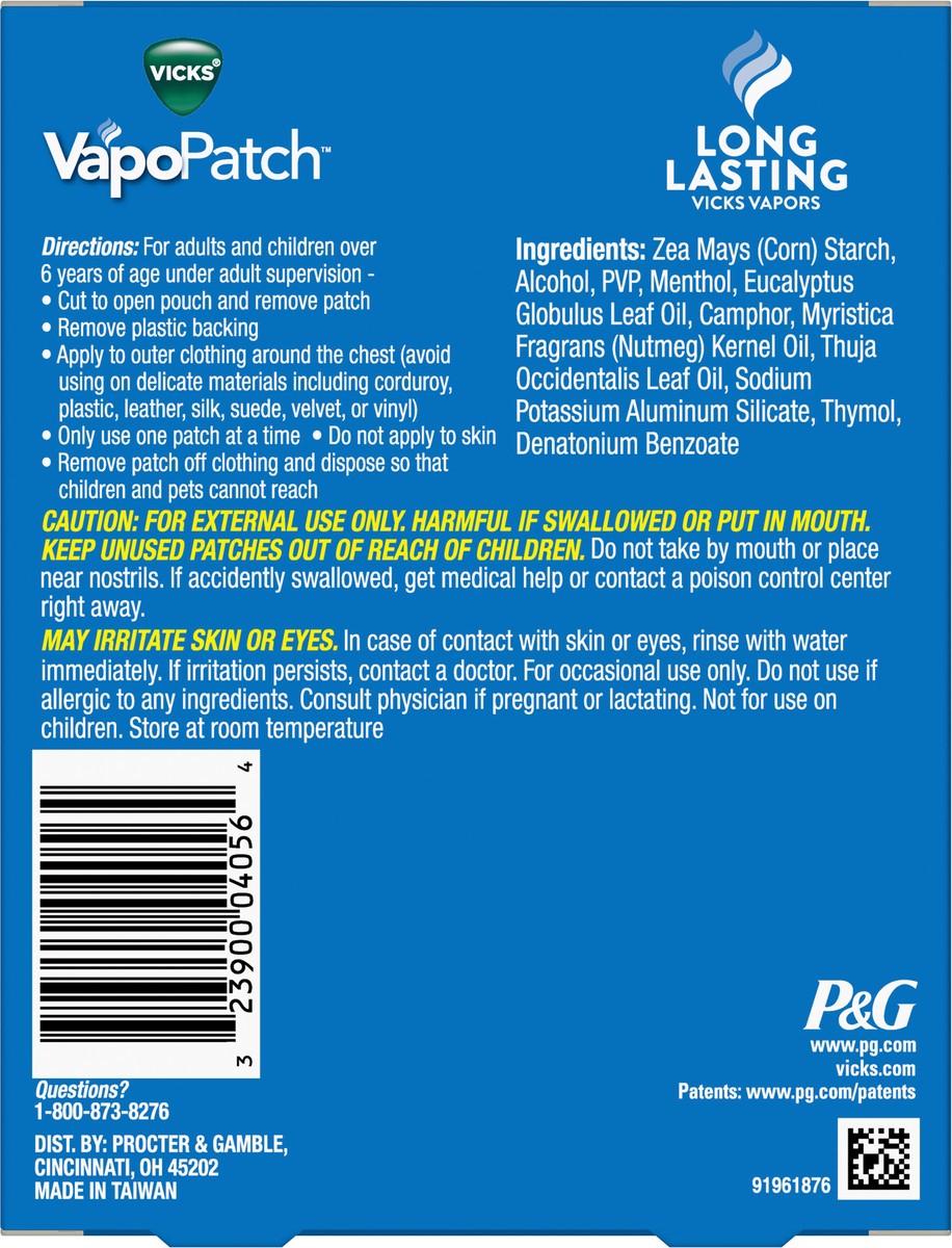 slide 5 of 7, Vicks VapoPatch, Wearable Mess-Free Aroma Patch, Soothing & Comforting Non-Medicated Vicks Vapors, For Adults & Children Ages 6+, 5ct, 5 ct