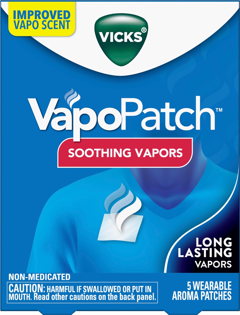 slide 3 of 7, Vicks VapoPatch, Wearable Mess-Free Aroma Patch, Soothing & Comforting Non-Medicated Vicks Vapors, For Adults & Children Ages 6+, 5ct, 5 ct