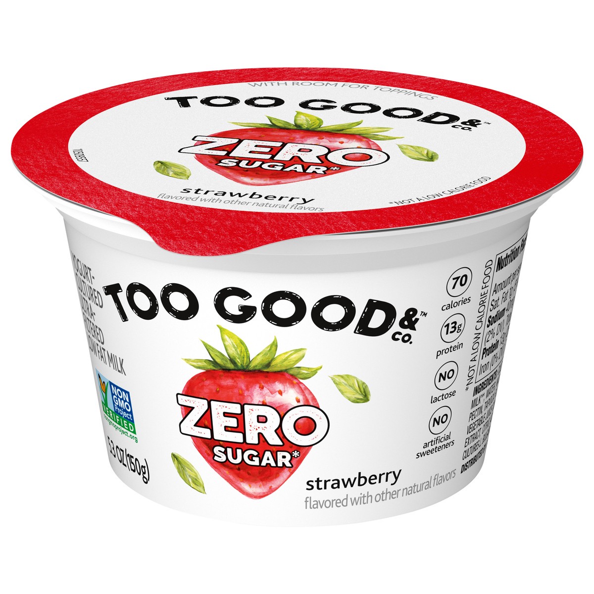 slide 8 of 13, Too Good & Co. Zero Sugar Strawberry Yogurt-Cultured Ultra-Filtered Low Fat Milk Product, 5.3 OZ Cup, 5.3 oz