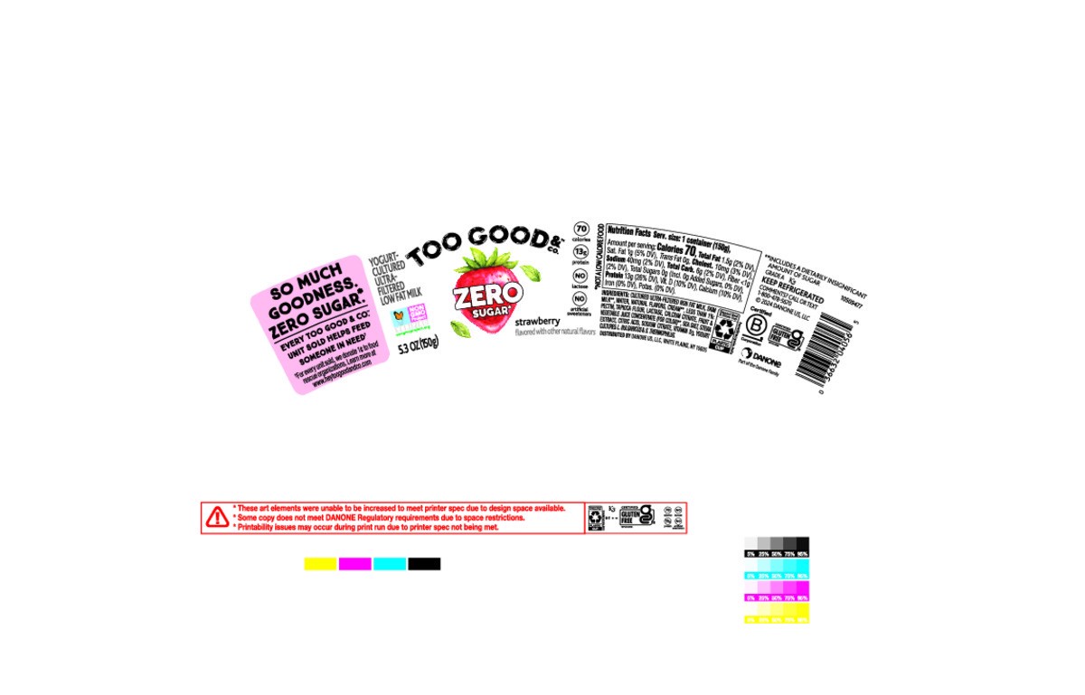 slide 7 of 13, Too Good & Co. Zero Sugar Strawberry Yogurt-Cultured Ultra-Filtered Low Fat Milk Product, 5.3 OZ Cup, 5.3 oz