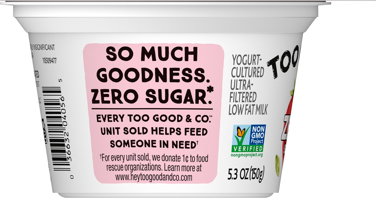 slide 3 of 13, Too Good & Co. Zero Sugar Strawberry Yogurt-Cultured Ultra-Filtered Low Fat Milk Product, 5.3 OZ Cup, 5.3 oz