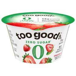 Too Good & Co. Zero Sugar Strawberry Yogurt-Cultured Ultra-Filtered Low Fat Milk Product, Creamy and Delicious Low Fat Yogurt Product Snack Cup with Zero Sugar*, Good Source of Protein, 5.3 OZ Cup